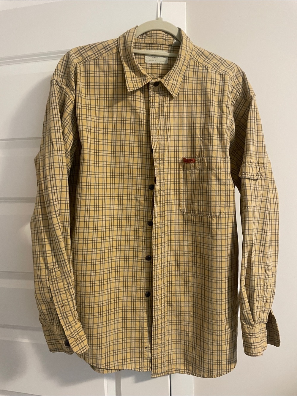 American Eagle Outfitters Yellow Plaid Button-Down Shirt